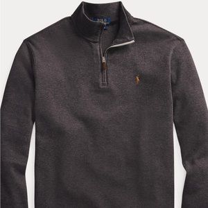 Men’s Polo Ralph Lauren Gray 1/4 Zip French Rib Pony Pullover Sweater